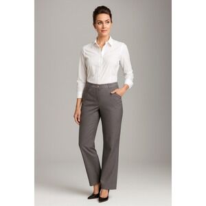 ST JOHN Womens Gray Flat Front Straight Leg Trousers‎ Pants Size 12